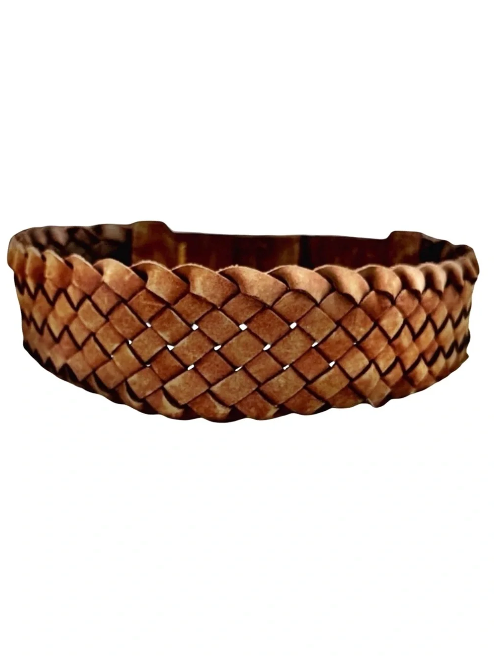 Vera Pelle Italian Braided Leather Belt | Brown | Woven | Genuine Leather